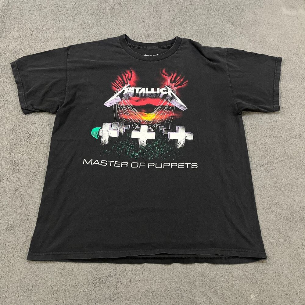 Metallica Master of Puppets Black Heavy Metal Band Graphic T-Shirt Men's Size XL